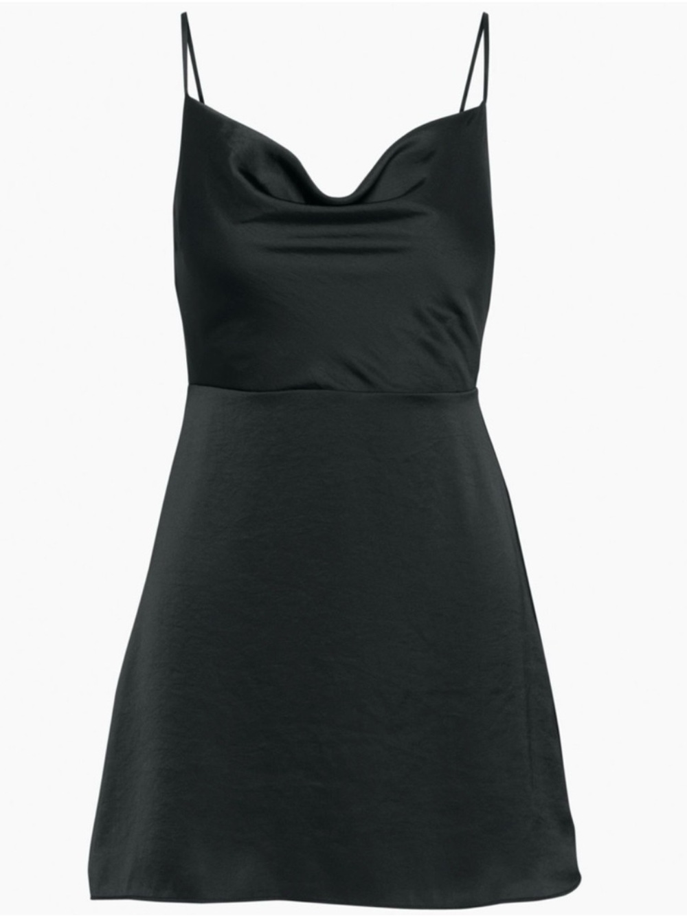 Aritzia Sunday Best Black Satin Cowl Neck Mini Dress